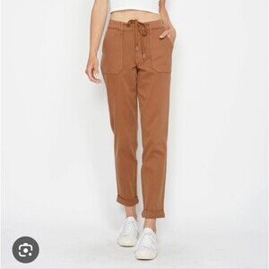 Judy Blue Camel Brown Garment Dyed High Waist Cuffed Jogger Pants